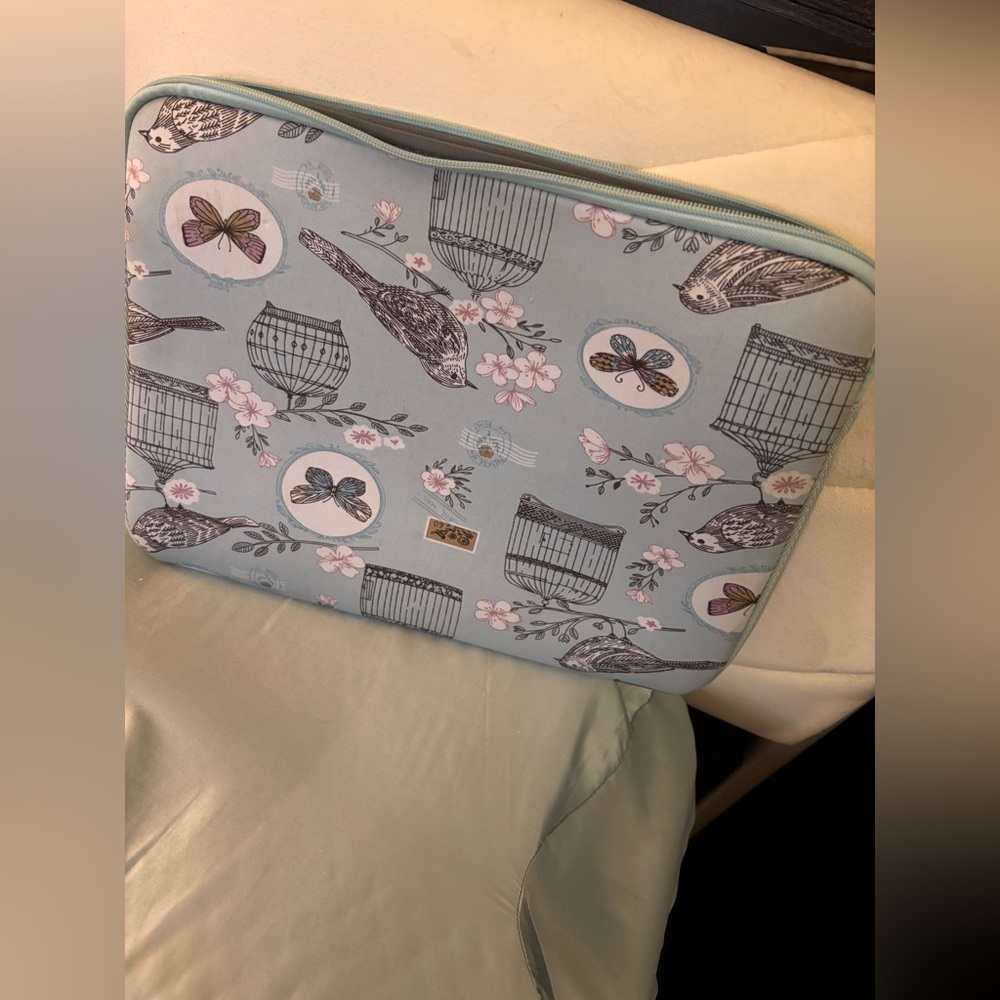 Bird and Butterfly Print Laptop Sleeve